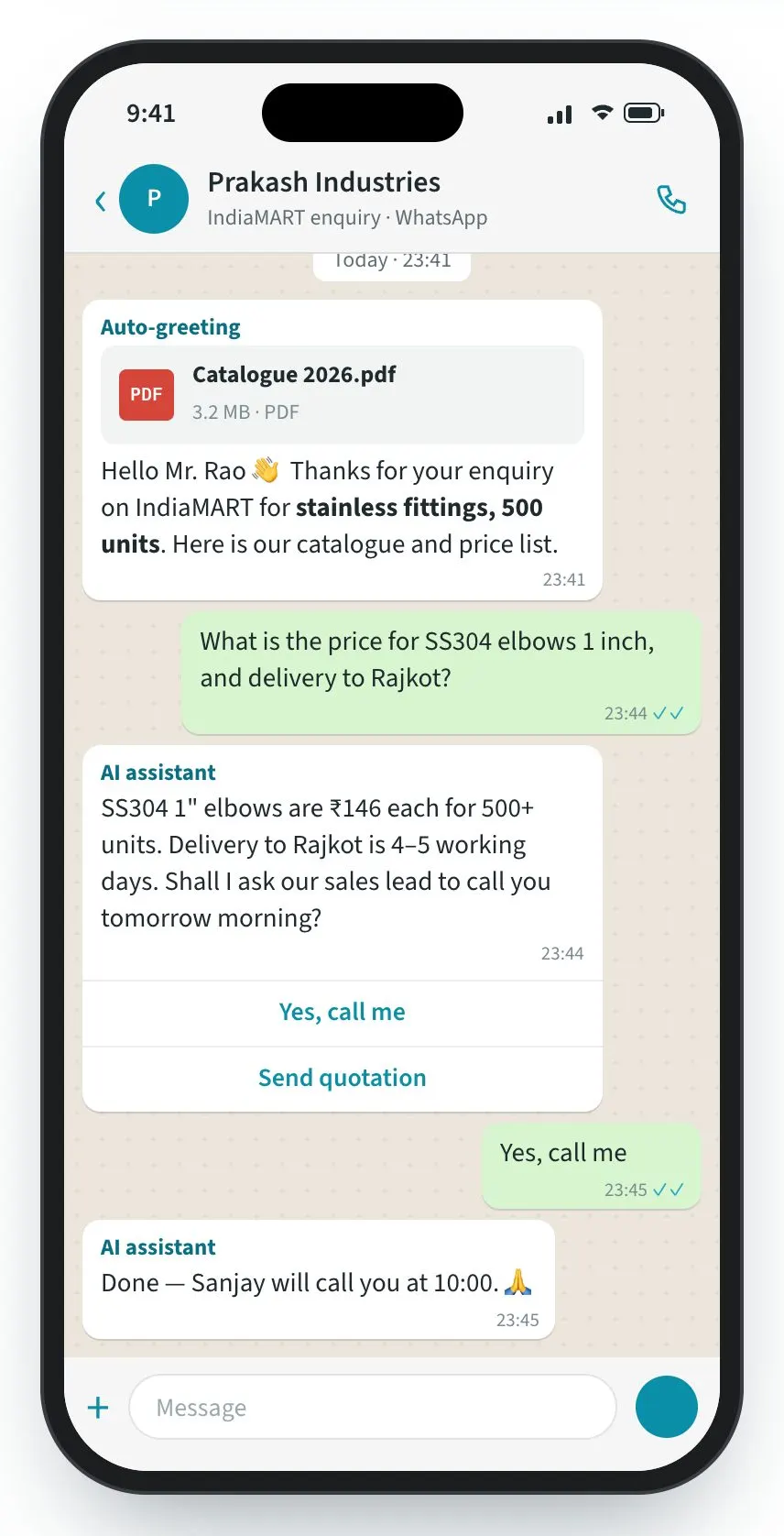 AutoGrow screen: Marketplace buyers answered in seconds, day or night.