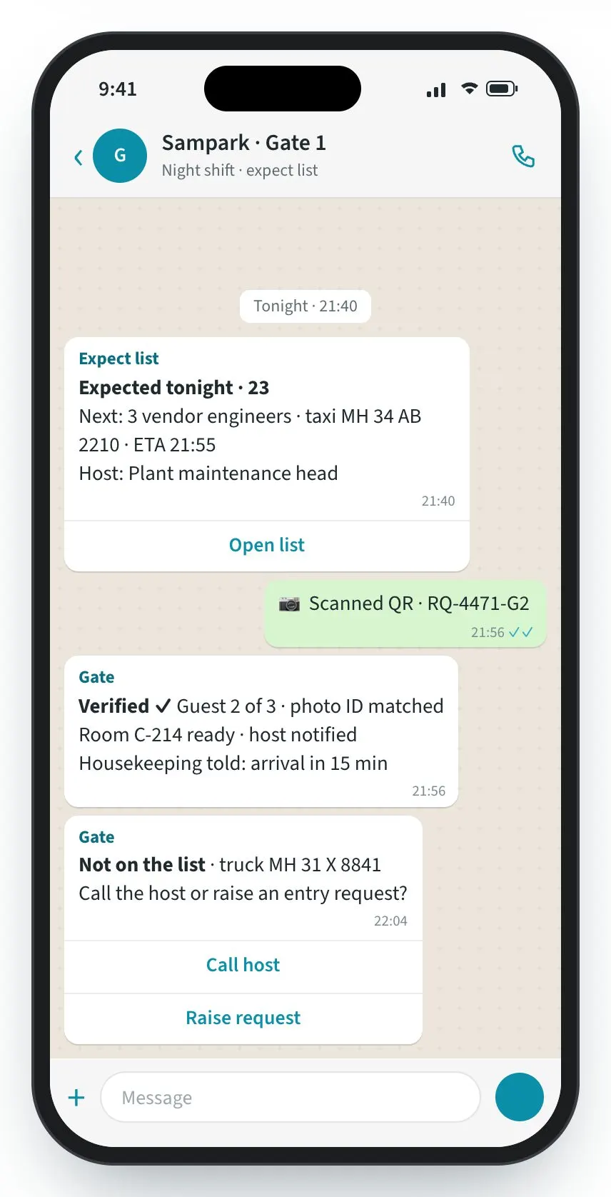 Sampark screen: The gate sees the guest before the vehicle.