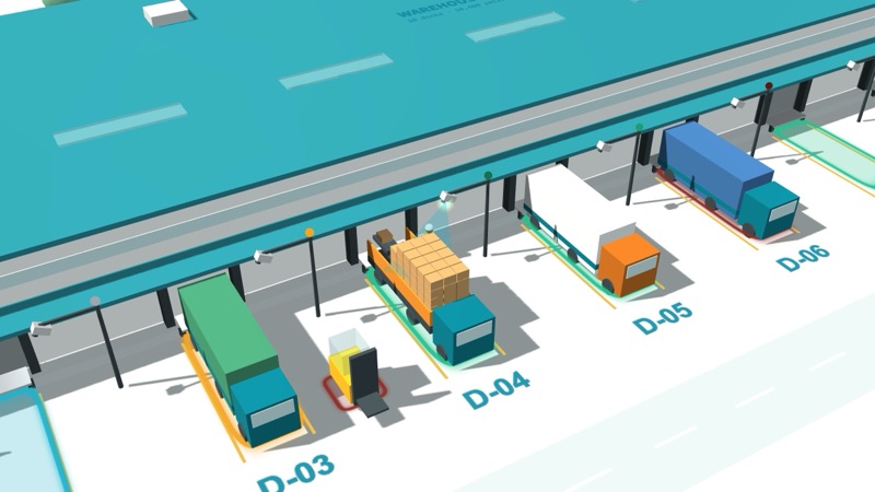 Yards & gates digital twin in 3D: FASTag gate to dock to exit